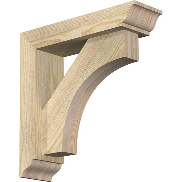 Ekena Millwork Westlake Traditional Rough Sawn Bracket w/ Offset Brace, Douglas Fir, 4"W x 14"D x 14"H BKT0402X14X14WTL01RDF - main